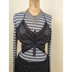 2000's/Y2k Cache sequin butterfly top